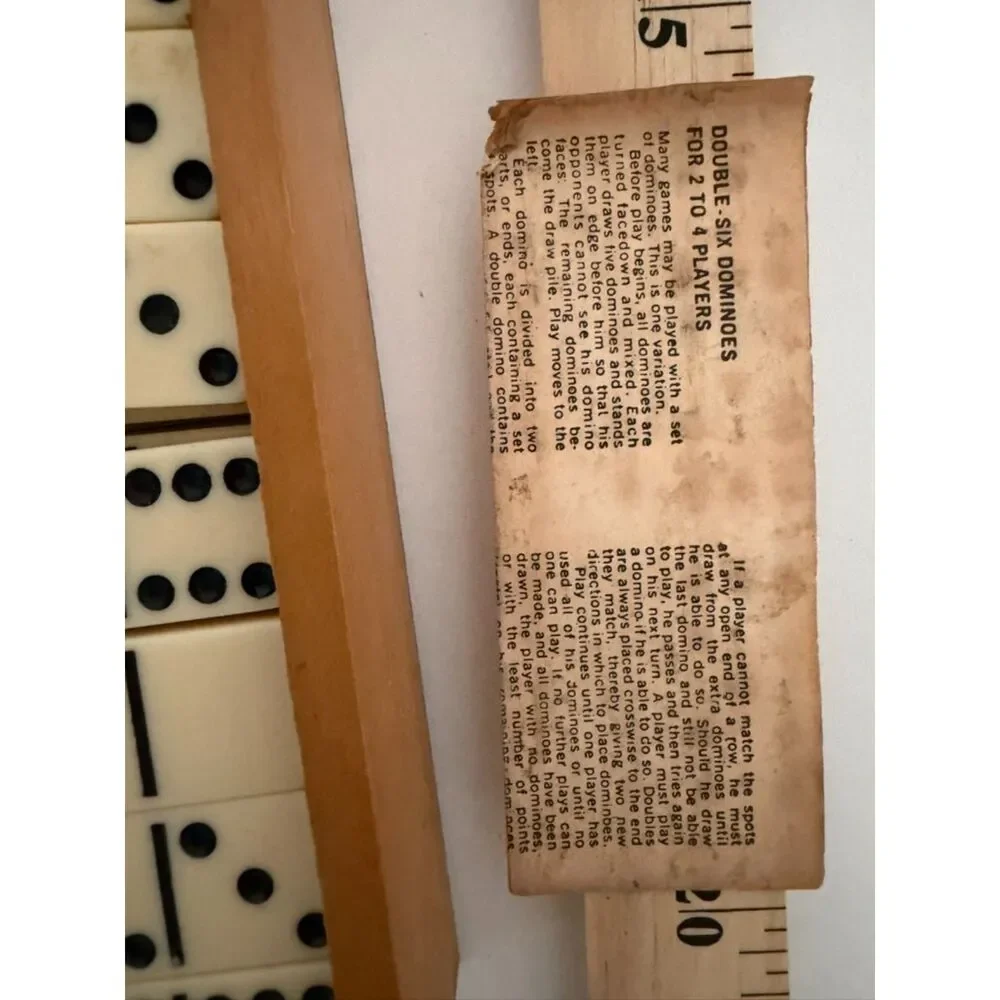 Vintage Double six Dominoes set in wooden box 28 pc